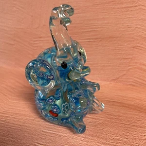 Murano Style Millefiori Elephant Blown Art Glass Figurine Paperweight 4.5" Blue - Picture 1 of 9