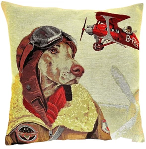 ANTHROPOMORPHER CHOC LABRADOR PILOT 18" BELGISCHER TAPESTER KISSEN ABDECKUNG REISSVERSCHLUSS 5170 - Bild 1 von 7