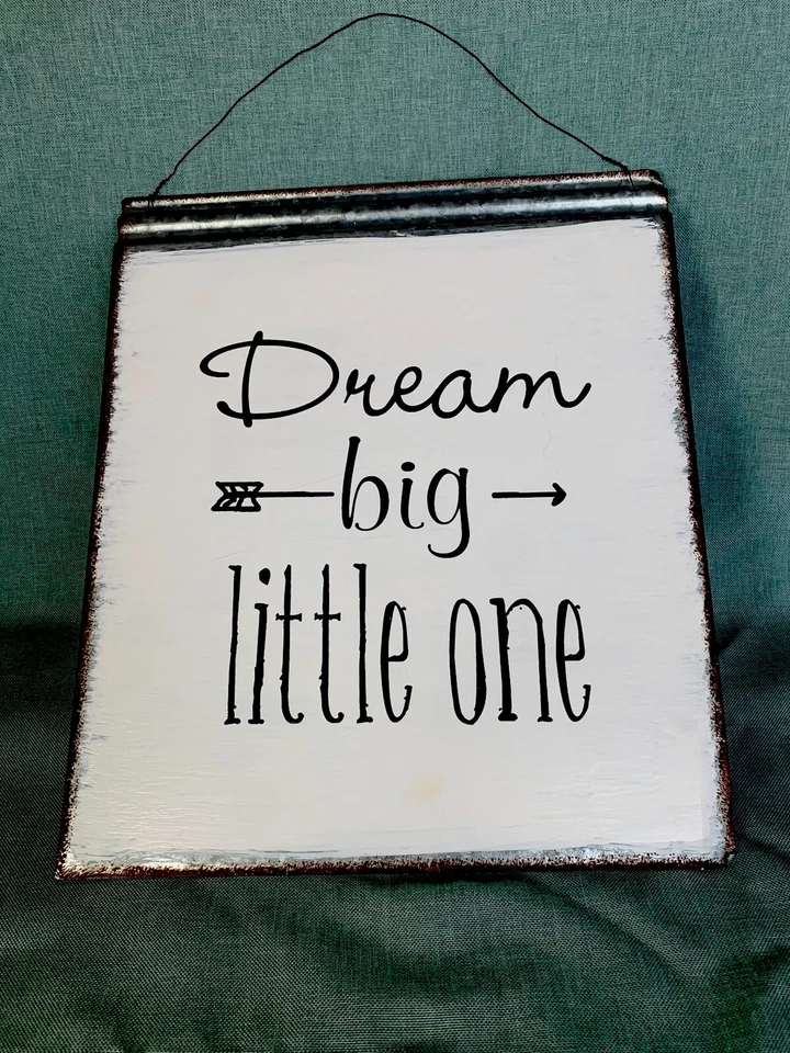 Dream Big Little One Rustic Metal Sign Wall Hanging 14” x 12” - Image 1 of 3