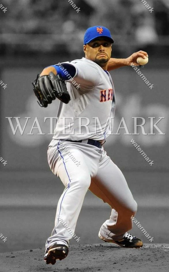 Foto foco de béisbol RV668 Johan Santana de los Mets de Nueva York 8x10 11x14 16x20 Foto 1 de 1