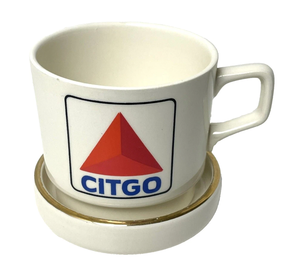 Vintage Citgo Cities Service Mug & Coaster Lid Oil & Gas Petroleum *READ* - Image 1 of 4