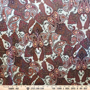 Liverpool Knit Coral Paisley on White 58" Fabric by the Yard - Picture 1 of 1