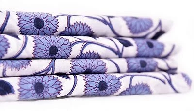 Hand Block Print Fabric Indian 100% Cotton Natural Vegetable Color 5 Yard Fabric - Image 1 of 3