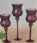 Victorian Trading 3 Ruby Red Glass Votive Candle Candleholders 15" 40A