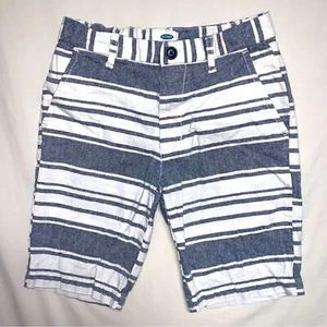 White Blue Striped Preppy Shorts Boy’s 8 Adjustable Waist Lightweight Fall trend - Picture 1 of 5