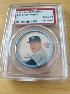 1962 Salada Baseball Coin #18 Tony Kubek New York Yankees PSA 8 NM-MT - Picture 1 of 2
