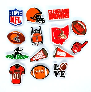 CLEVELAND BROWNS SHOE CHARMS (14pcs) Football Cool Gift Accessories Set Lot - Picture 1 of 5