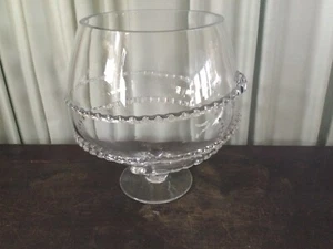 XL Hand Blown Clear Glass Snifter Pedestal Bowl With Applied Swirl - Picture 1 of 4