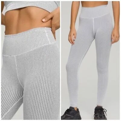 GOOD AMERICAN Ribbed Seamless Core Power Legging Large/XL White Black Gym NWT - Image 1 of 4