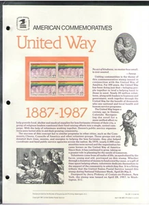 US. CP281. 2275. United Way. Gedenktafel mit Lochhülse. 1987 - Bild 1 von 1