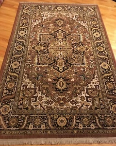 5'1" X 8'2" Karastan Wool Pattern Heriz Brown, Black, White Oriental Rug - Picture 1 of 12