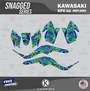 Graphics Kit for Kawasaki ATV KFX50 (2007-2022) Snagged-Green (16 Mil) - Bild 1 von 5