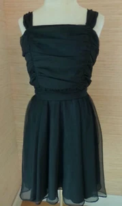 VTG 80's Juniors Waist 28" Nicole Miller Black Sheer Shirred Bodice Party Dress - Picture 1 of 5