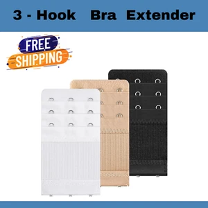 Set of 3 Bra Extender 3 Hooks Elastic 3 Rows Bra Extension Underwear Strap Belt - Picture 1 of 15