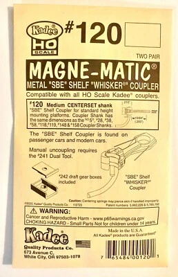 Acopladores metálicos bigote estante inferior escala HO #120 SBE Kadee con cajas 2 pares NUEVO Foto 1 de 4