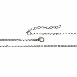 Silver Tone Cable Chain Necklace 16.9" Plus Extender - 2mm - 1 Necklace - N323 - Picture 1 of 3