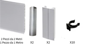 KIT Zoccolo per Cucina 2 PZ 2MT +1PZ 1MT INOX H 10 12 15 CM CON ANGOLI E GANCI - Picture 1 of 11