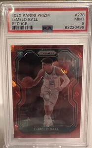 2020 Panini Prizm Lamelo Ball Red Ice #278 RC PSA 8