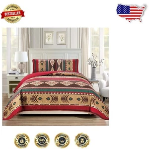 Rustic Southwestern Tribal Quilted Bedspread with Pillow Shams - Full/Queen Size - Picture 1 of 2