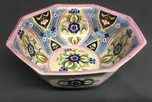 Antiguo cuenco Nippon Morimura octogonal 7 7/8" pintado a mano - Imagen 1 de 10