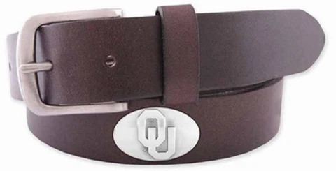 NEW Oklahoma Concho Brown Leather Belt - size 32 (for 30" waist) Cover