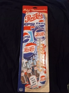 Letrero de hojalata estilo vintage termómetro de metal Pepsi Cola - Imagen 1 de 3