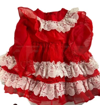 Vestido Jill Lynn Vintage Rojo Bebé Niña Talla 18-24 Meses Casa Pradera Vacaciones Foto 1 de 4