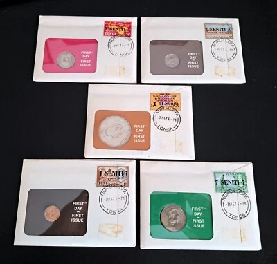 Tonga 5 x FDC (First Day Cover) 1967 with coin - Image 1 of 4