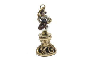 ANTIQUE GEORGIAN ENGLISH 18K GOLD ENAMEL MAIDEN SHAPED SEAL FOB / CHARM c1800 - Picture 1 of 9