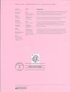 #1507 (49c) Forever Vintage Rose #4959 Souvenirseite - Bild 1 von 1