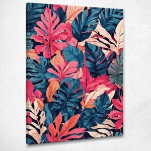 Quadro Botanico Moderno Foglie Tropicali Astratte Vivaci , btn25 quadro stampa s - Imagen 1 de 4