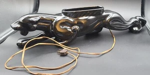 Vintage 1953 Stalking Black Panther TV Lamp Works 20 in. Long Royal China  - Picture 1 of 10