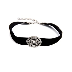 NEW Urban Anthropologie Derina Insignia Rhinestone Black Lace Necklace - Picture 1 of 1