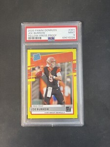 JOE BURROW 2020 Donruss Yellow Press Proof RC Rookie #301 PSA 9 MINT Bengals