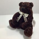 Brown 8” Teddy Bear Plush Sitting Bean Bag Bottom with Cream color Bow with Tag