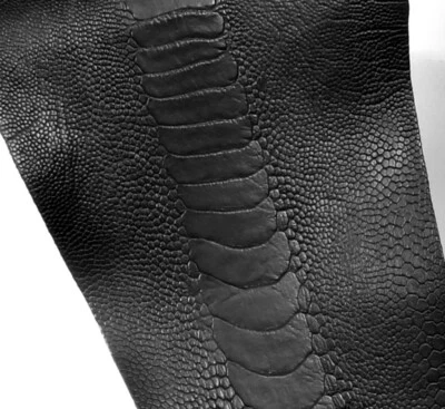 Piel de patas de avestruz, color negro acabado mate Foto 1 de 4