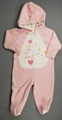 Baby Girl Miniwear 3-6 Month First Easter Bunny Rabbit Hooded Footed Outfit - Image 1 of 2