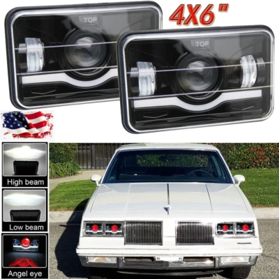 For 1976-1988 Oldsmobile Cutlass Supreme 2PCS 4x6" LED Headlights Hi/Lo Beam DRL - Image 1 of 4