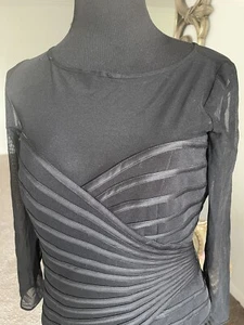 JS Collection Shirt Womens 14Black Mesh Blouse Long Sleeve Sexy Evening - Picture 1 of 2