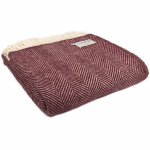 TWEEDMILL TEXTILIEN KNIETEPPICH 100 % Wollsofa Bettdecke FISCHKNOCHEN PALISANDER & CREME - Bild 1 von 12