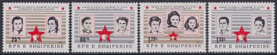 Albânia, 1982 (Mi.2121-2124) Segunda Guerra Mundial, combatentes da liberdade - Imagem 1 de 1