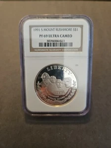 1991-S $1 Mount Rushmore NGC PF 69 ULTRA CAMEO - Picture 1 of 2