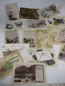Job Lot 16 x ANTIQUE POSTCARD GREETING CARDS Family 1900s 1910s - Picture 1 of 8