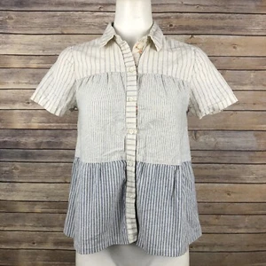 Madewell x The New Denim Project Button Down Hemd XS creme blau gestreift ausgestellt - Bild 1 von 6