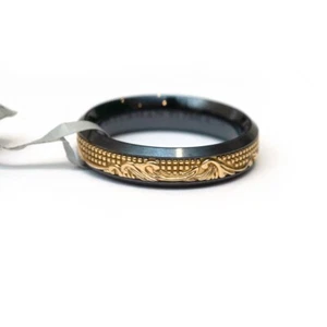 DAVID YURMAN Nuovo Anello Uomo Fascia Onde 6mm in Titanio Nero e Oro 18K 13 - Foto 1 di 7