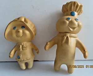 PILLSBURY 7" Dough Boy & 51/2" Dough Girl  1971  Age coloration--Soft & plyable - Picture 1 of 10
