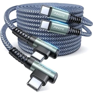 AINOPE Cable USB C vers USB C 2 Pack 2M+2M 60W Câble USB C Cord Right Angle C... - Photo 1 sur 9