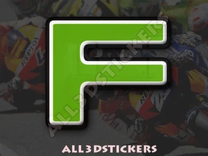 Autocollant Résine Lettre F 3D Couleur Vert Taille 75mm - Imagen 1 de 1