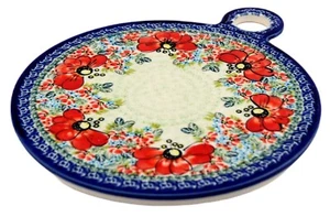 Polish Pottery Round Cutting Board / Ceramic Trivet Zaklady Boleslawiec Poland - Picture 1 of 3