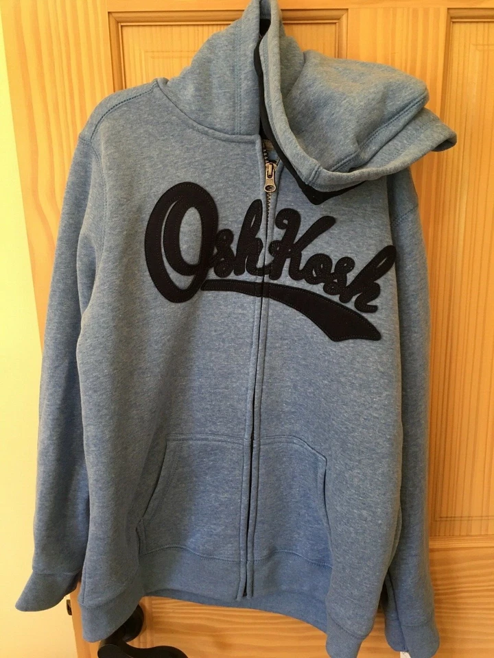 NEW OshKosh Logo Hoodie Boys Sweatshirt Jacket Gray 5T,4/5,6,10-12 - Image 1 of 1